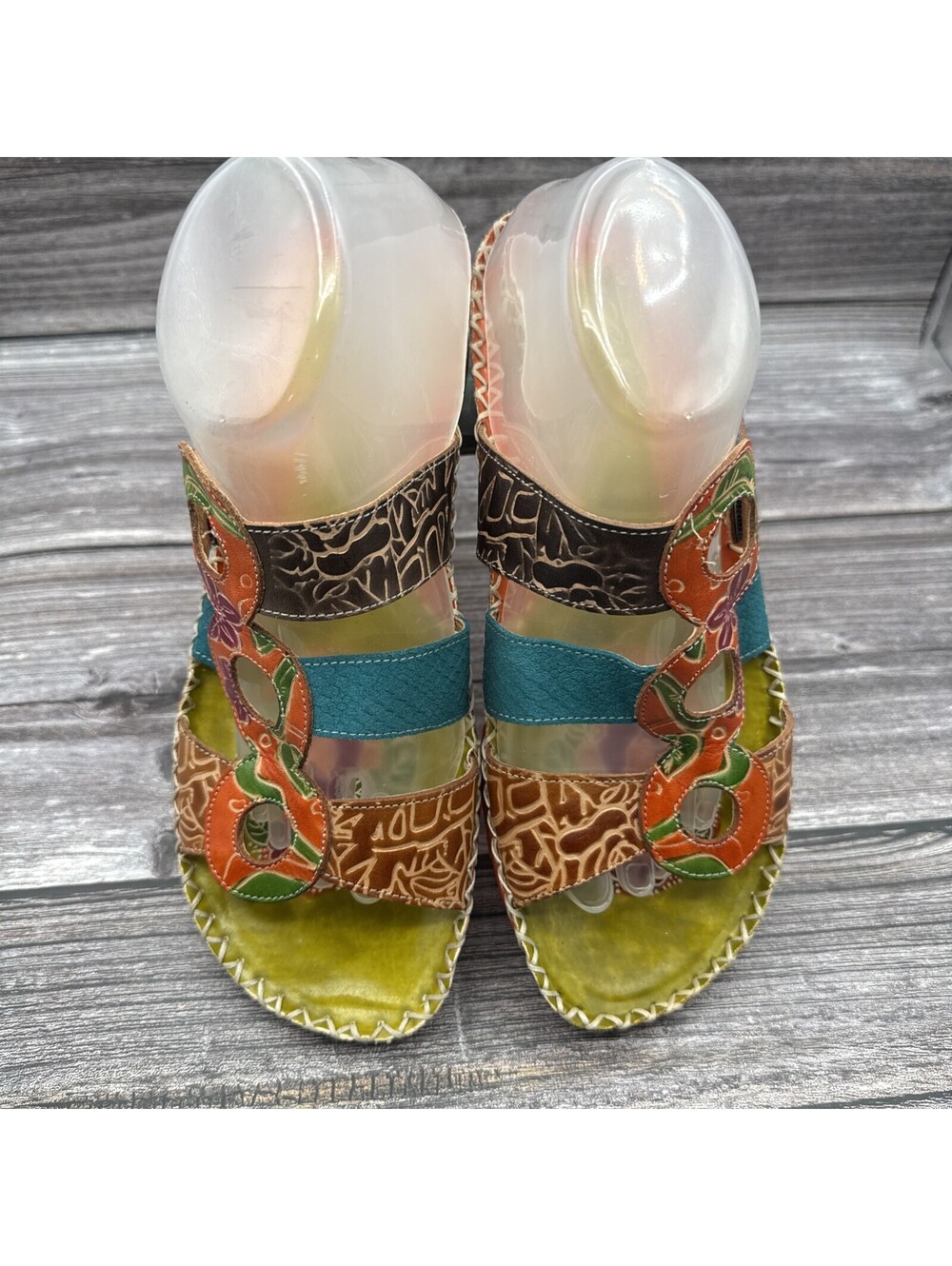 Corkys Elite Sandal Women Sz 10 Navajo Leather Slip On Sandals Boho Artsy Wedge